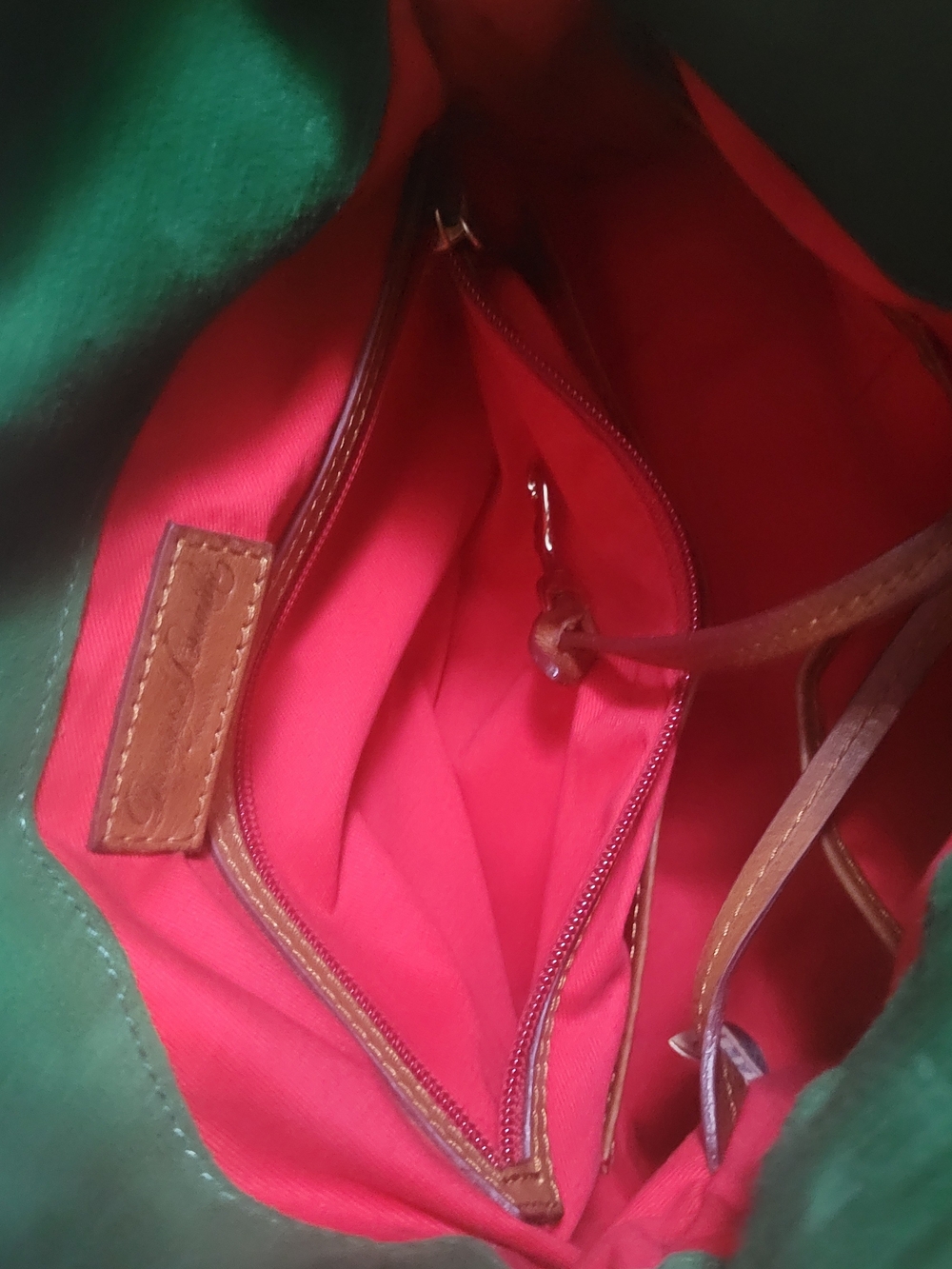 Dooney & Bourke Black Satchel w/ Red Interior - Picture 3 of 3